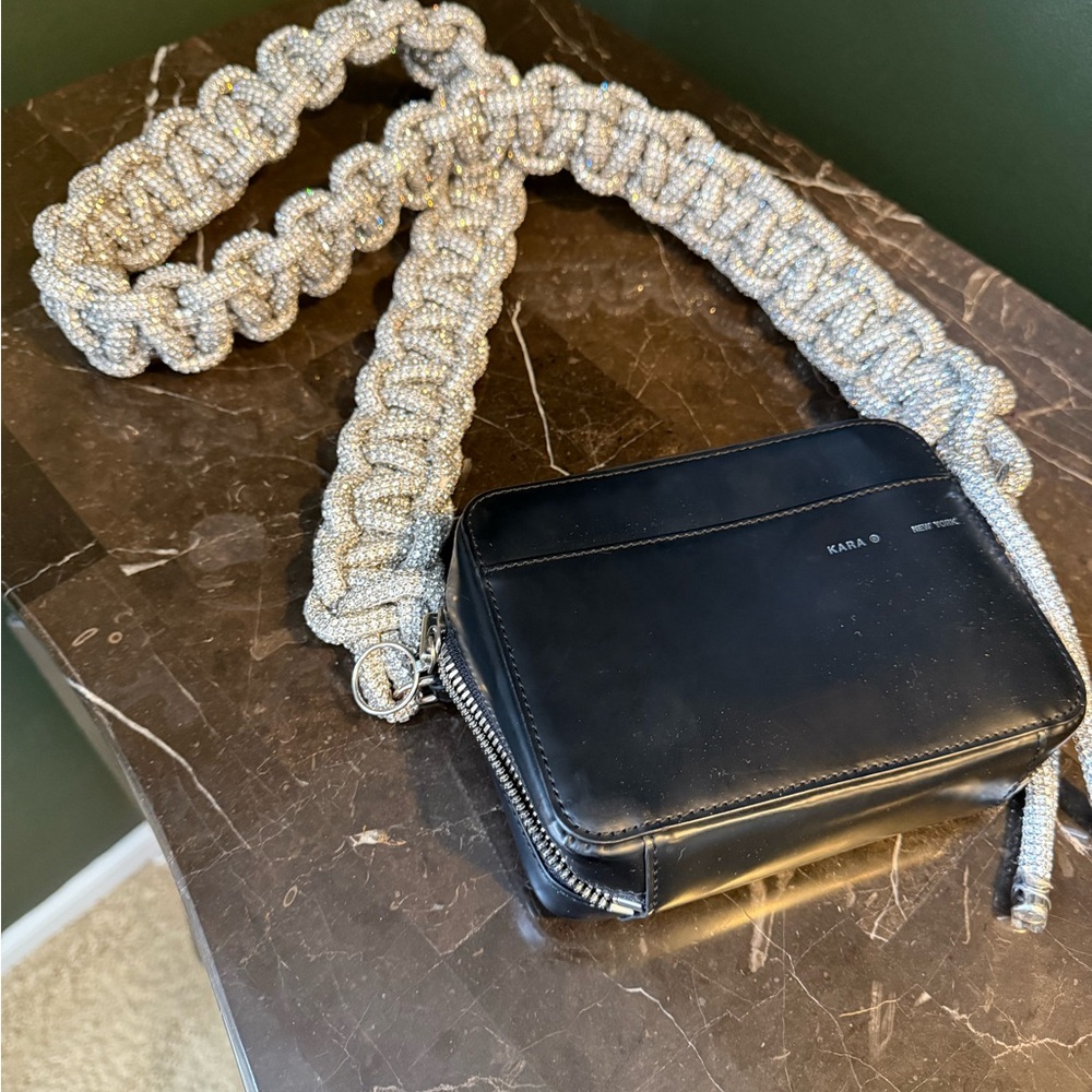 Kara Black Crossbody Bag with Silver Strap